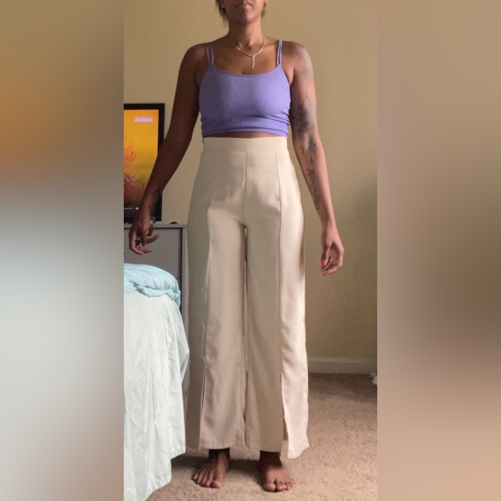SHEIN hem straight leg dress pants crop